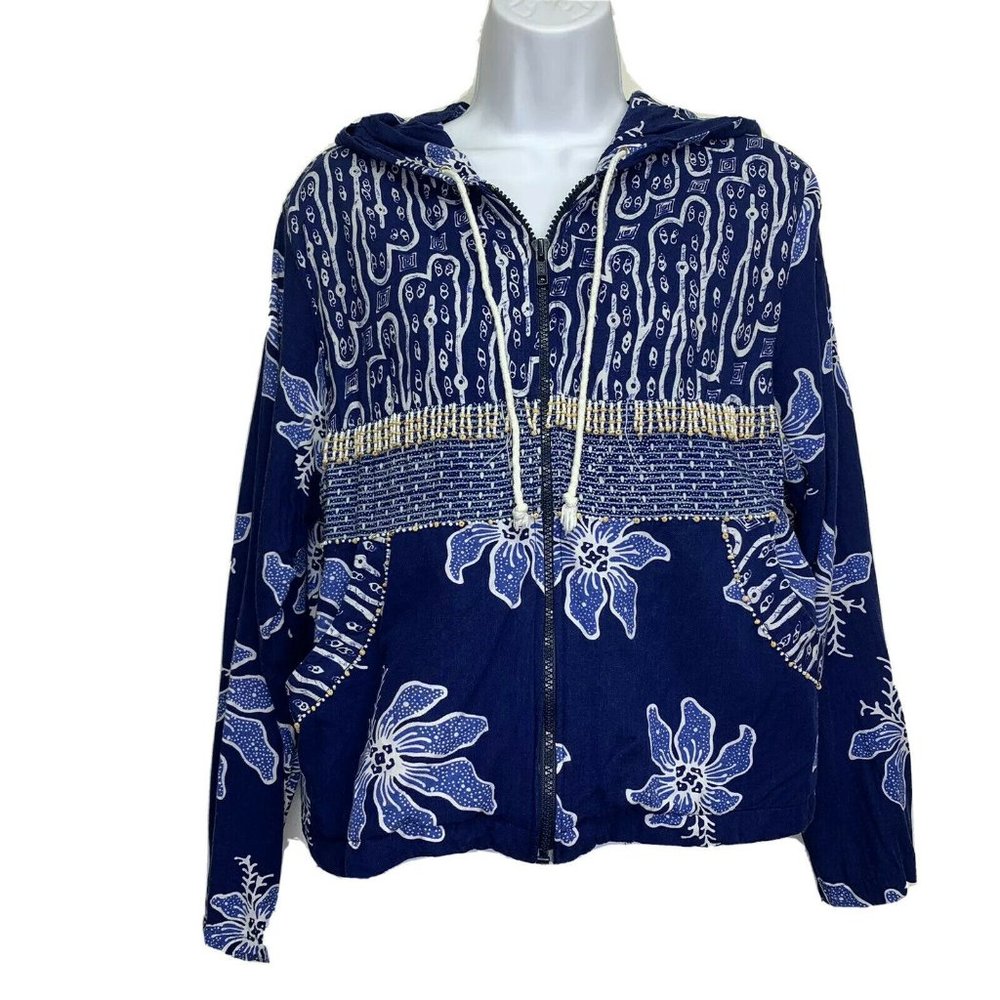 Surya Size M Blue Hooded Jacket Blazer light Coat